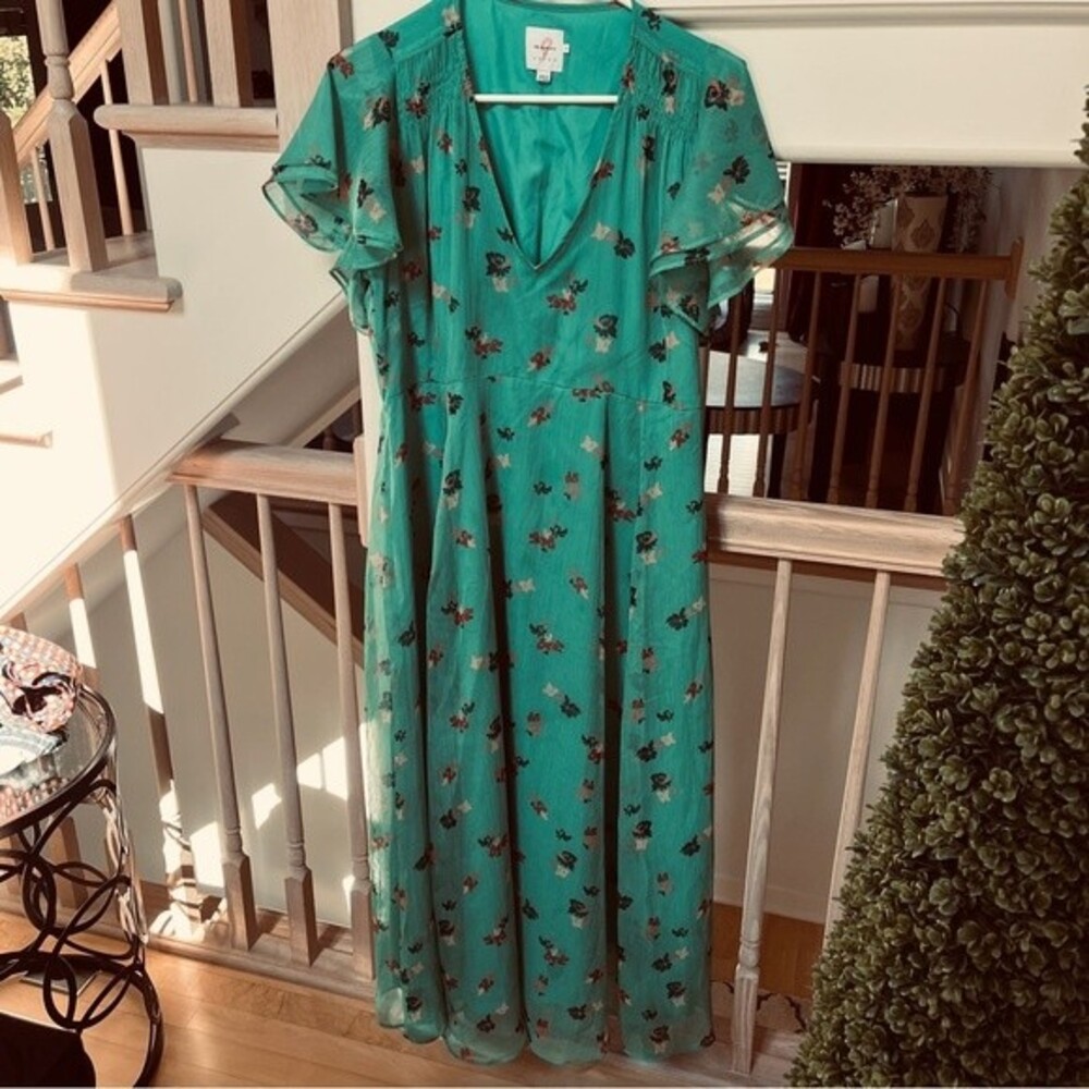 The Nines by HATCH Floral Print Flutter Short Sleeve Chiffon Maternity Dress M - Picture 2 of 11